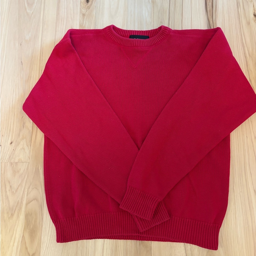 Red vintage crew neck 100% cotton sweater, sz Medium